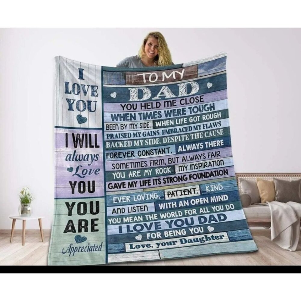 To My Dad Throw Blanket Gift 50x60 Always Love Fathers Day Present Christmas